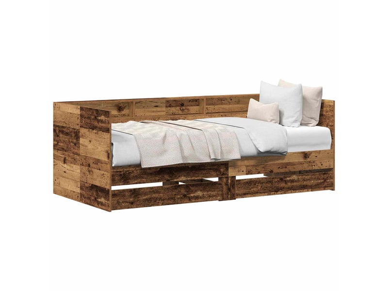  Lit simple- lit adulte -  lit d'appoint bois ancien 90 x 190 cm bois d'ingénierie  - Conforama A