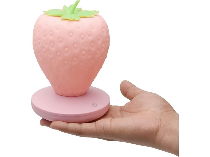  Lampe de table fraise led – veilleuse kawaii avec 3 modes tactiles, lampe de chevet pour chambre, idée cadeau saint-valentin  - Conforama A
