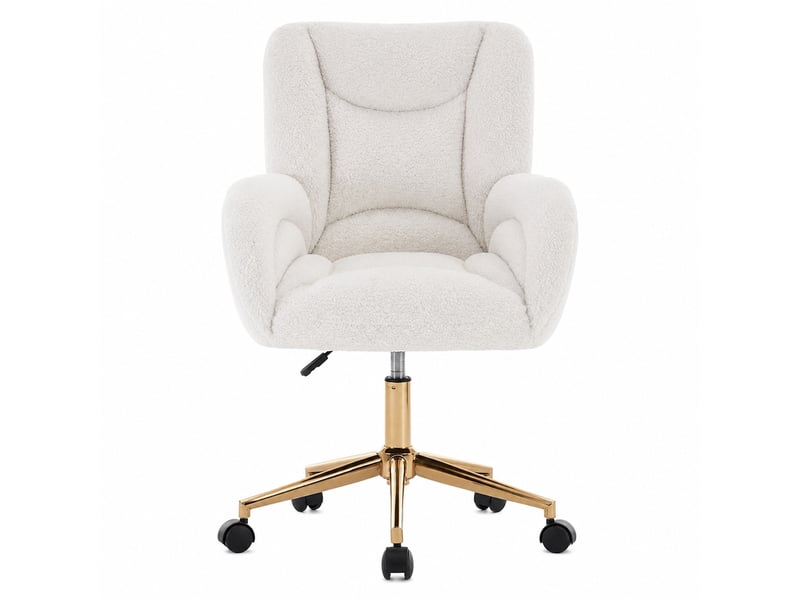  Chaise de bureau réglable pivotante - lpospi - dossier ergonomique, roulettes, teddy blanc 64 × 62 × 92,5 cm  - Conforama A