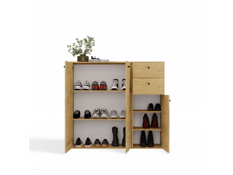 Fran - commode - 3 portes, 2 tiroirs - 120x110x30 cm - chêne artisan - Conforama E