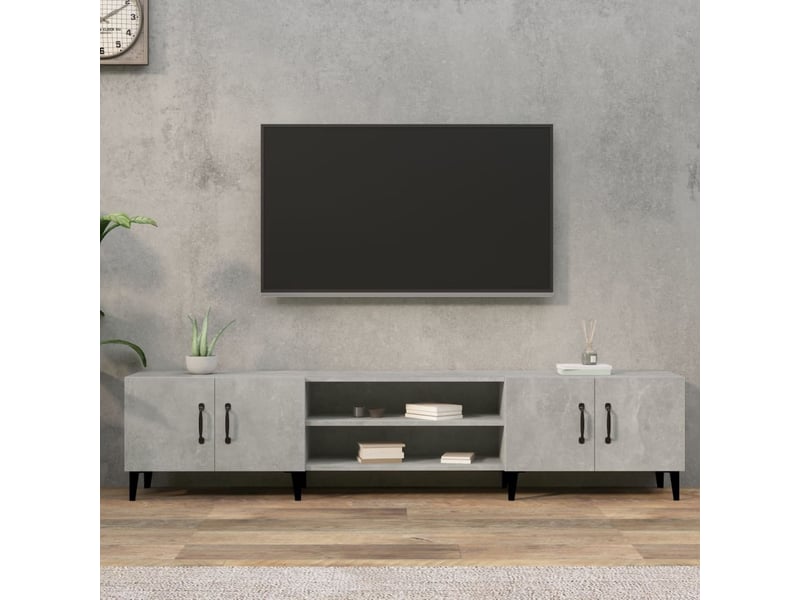  Meuble tv - banc tv - meuble de rangement gris béton 180x31,5x40 cm bois d'ingénierie  - Conforama B