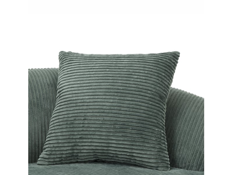  Canapé 2 places 163 x 93 cm – vert – velours côtelé, forme arquée, 3 coussins et coussin animal inclus  - Conforama E