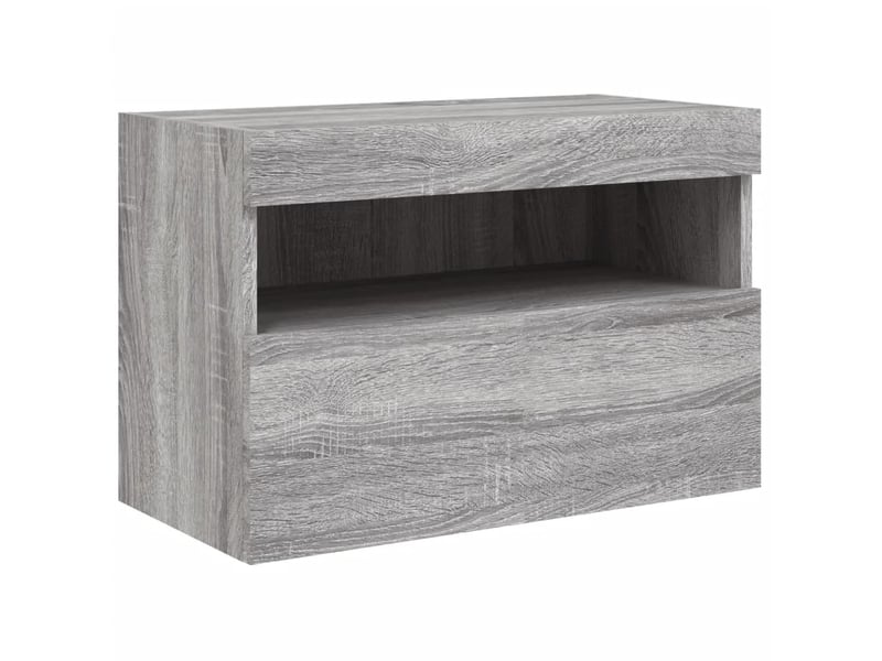 Meuble tv - banc tv - meuble de rangement mural avec lumières led sonoma gris 60x30x40 cm  - Conforama C