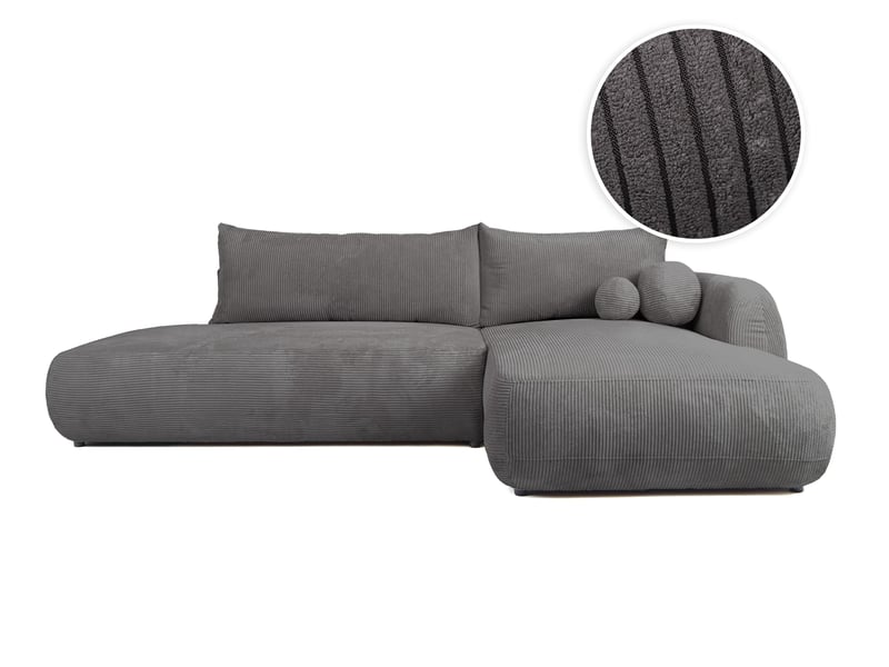  Canapé d'angle convertible 5 places fabio en velours côtelé - gris foncé - angle droit FABIO - Conforama E