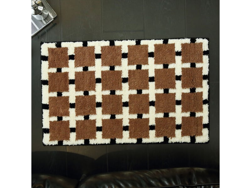  Tapis de bain antidérapant microfibre超 absorbant marron 50x80 cm lavable machine séchage rapide pour salle de bain moderne et douche  - Conforama E