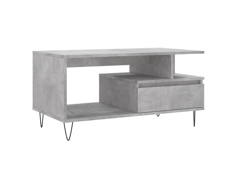  Table basse rectangulaire | table de salon gris béton 90x49x45 cm bois d'ingénierie  - Conforama A