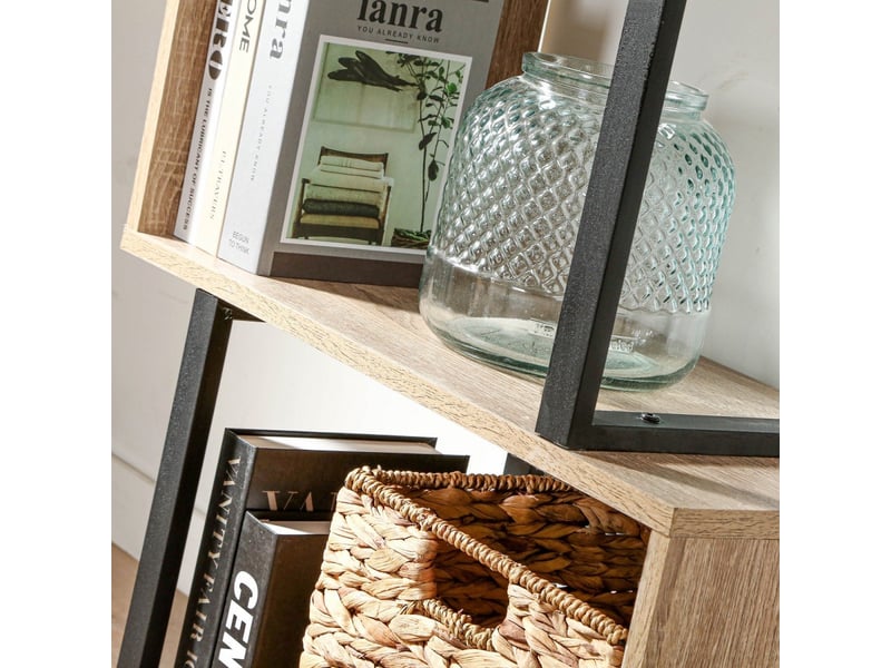 Bibliothèque 4 niveaux décor bois et montants métal - h148 cm  - Conforama E