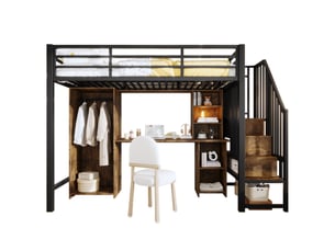 Lit mezzanine 90x200 cm <strong>ROLIPO</strong>  <strong></strong> coloris noir