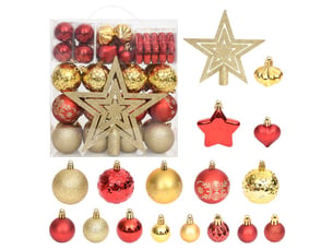Ensemble de boules de noël 70 pcs doré et rouge