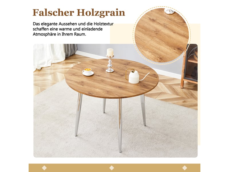  Table à manger ronde extensible de 107 à 137 cm de diamètre en ovale table seule sans chaises  - Conforama D