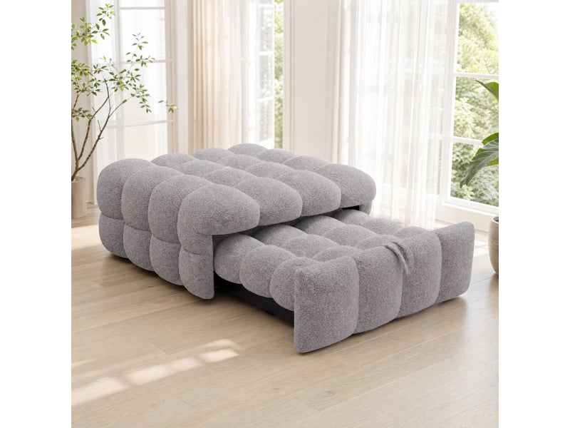  Lit simple convertible en tissu bouclette gris  - Conforama B