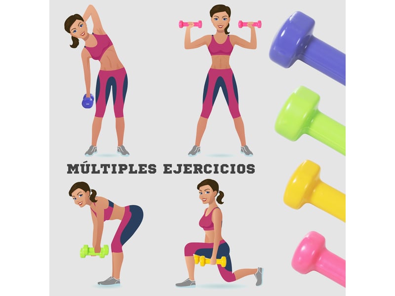  Set d'haltères avec mallette, 4 paires d'haltères de 0,5 à 2 kg pour entraînement à domicile  - Conforama D