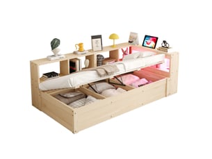 Lit coffre 90x200 cm    coloris bois clair