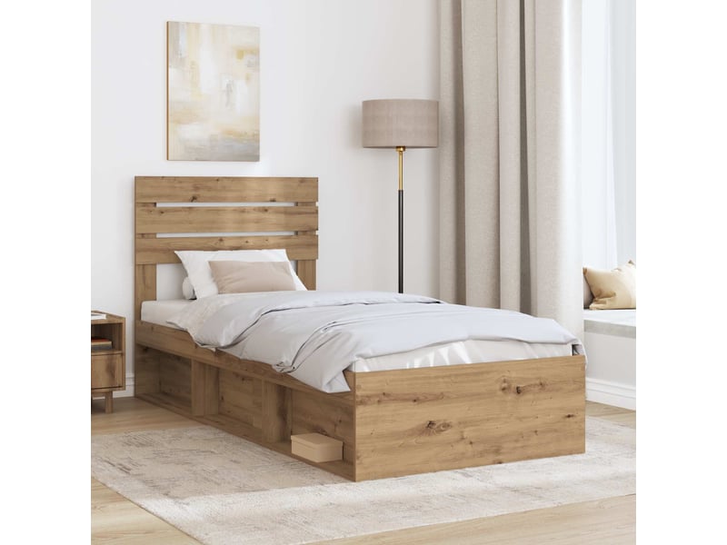  Lit simple- lit adulte -  cadre de lit chêne artisan 100 x 200 cm pin massif  - Conforama B