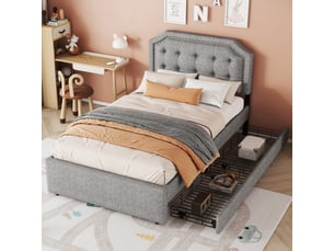 Lit simple 90x200 cm <strong>GUTENT</strong>  <strong></strong> coloris gris