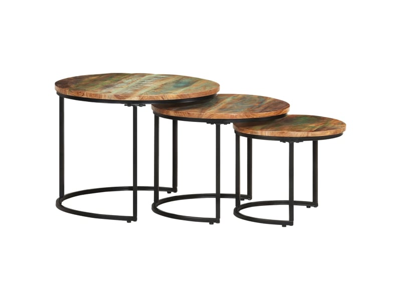 Tables gigognes 3 pcs | table de salon bois de récupération massif  - Conforama A