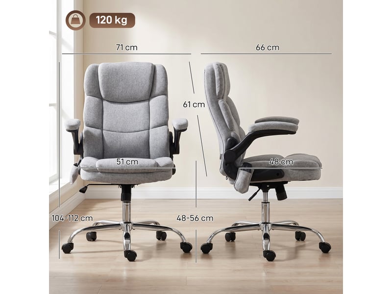  Fauteuil de bureau massant 4 points avec fonction chauffante et accoudoirs relevables, gris  - Conforama E