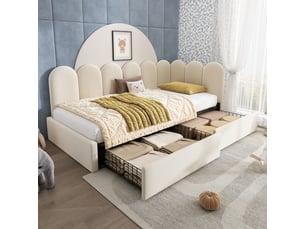 Lit gigogne 90x200 cm <strong>OOIILLEE</strong> <strong>Luxe haut de gamme</strong> coloris beige