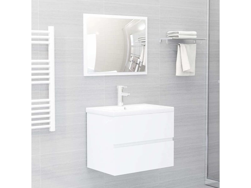 Ensemble de meubles salle de bain 2 pcs blanc bois d'ingénierie cf63907 - Conforama B