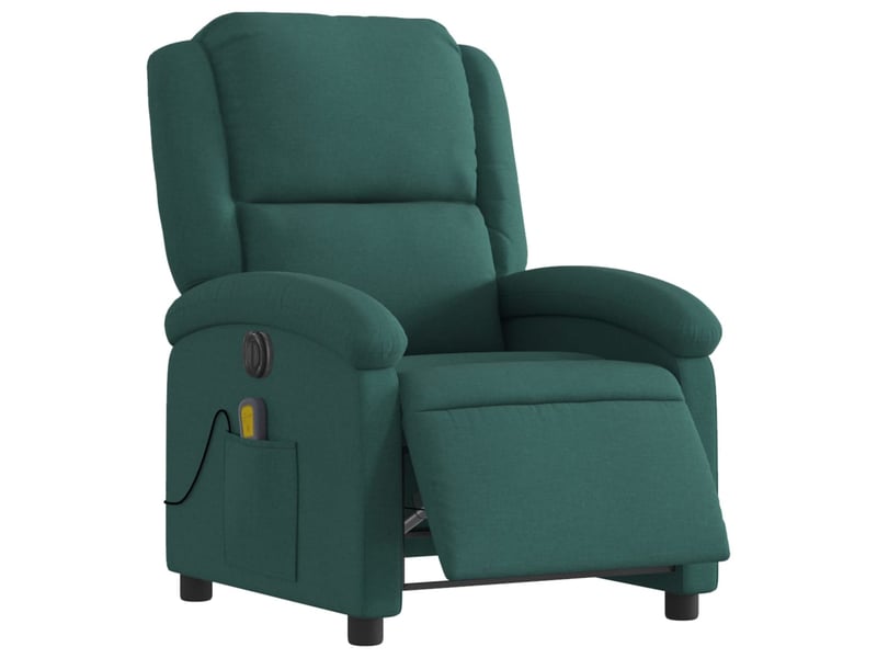  Fauteuil de relaxation tv fonction massage inclinable électrique 6 points de massage en tissu vert foncé dec027280  - Conforama C
