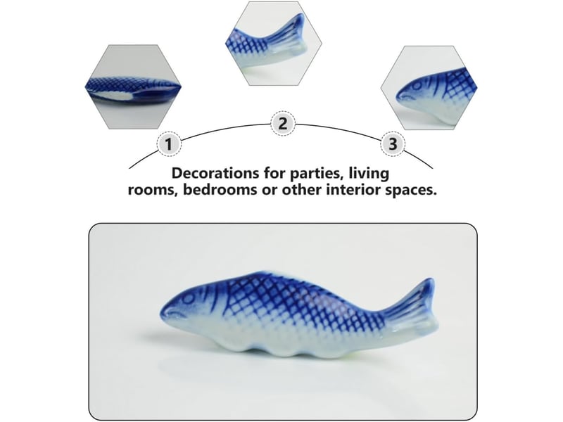  Porte-cuillère et repose-baguettes céramique poisson lot de 2 pour accessoires la cuisine et repas convivial  - Conforama B