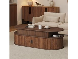 Table basse ovale coloris bois foncé MAISENTIEL  - 50 cmx100 cm