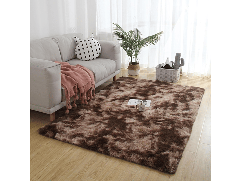  Tapis de salon marron, à poils longs, doux, en laine de soie antidérapante, mesurant 120 x 200 cm  - Conforama B