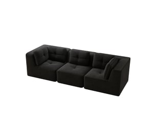 Canapé d'angle, canapé modulable – 3 places, assise profonde, noir, sans montage, sans cadre, en velours tricoté