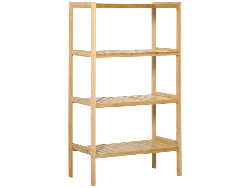  Étagère de rangement, étagère en bambou à 4 niveaux, bibliothèque pour salon, chambre et bureau,62 x 33 x 112 cm, bois naturel  - Conforama B