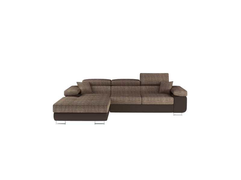  Canapé d'angle convertible amanda beige et chocolat en tissu grosse maille  - Conforama A