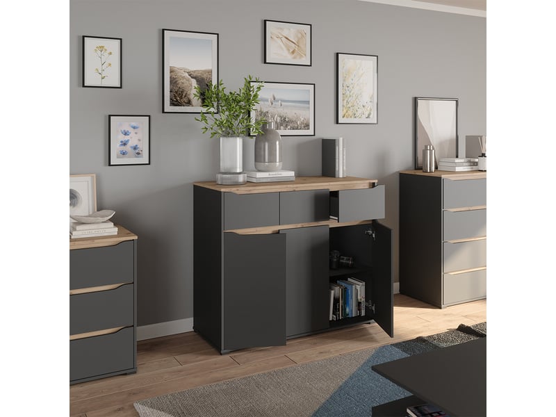  Vicco commode avec tiroirs, anthracitechêne artisan, 119.8x101.9cm  - Conforama E