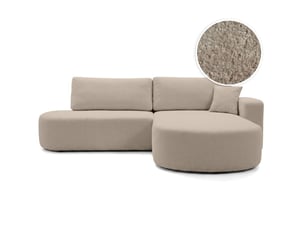 Canapé d'angle réversible convertible LOUNGITUDE KIARA 5 places Tissu bouclette Taupe