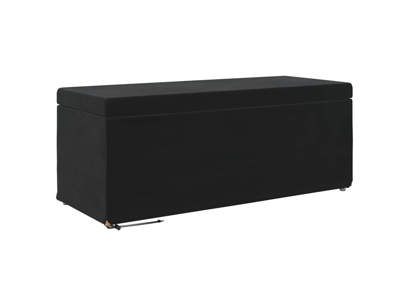  Tabouret bas, ottoman noir 101x41x40 cm velours et bois composite  - Conforama A