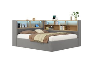 Lit banquette 140x200 cm <strong></strong>  <strong></strong> coloris gris