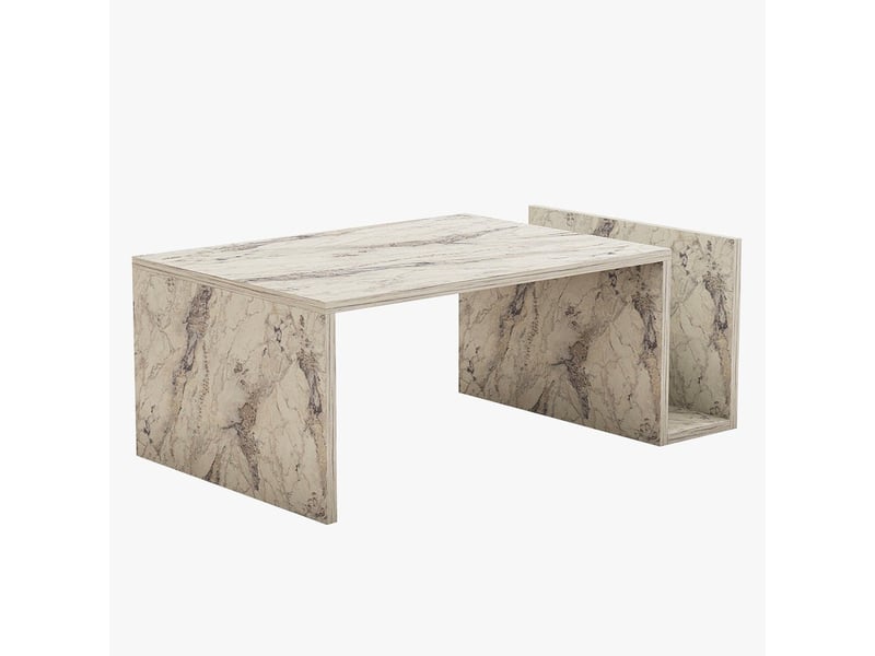  Table basse rectangulaire couleur marbre avec rangement intégré  - Conforama A