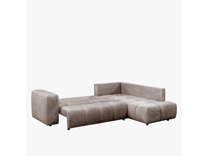 Canapé d'angle convertible en tissu taupe - angle droit - Conforama B