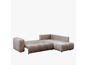 Canapé d'angle convertible en tissu taupe - angle droit