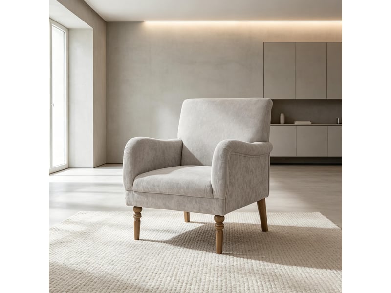  Canapé 1 place, canapé de salon, en lin, pieds en bois, mobilier pour espace de vie, pour salon et séjour  - Conforama W