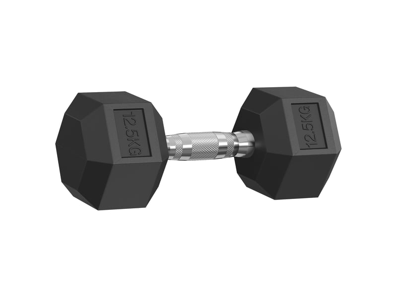  Haltère musculation hexagonal en fonte, revêtement pvc antidérapant, 32,9 x 14,7 x 12,7 cm, noir  - Conforama A