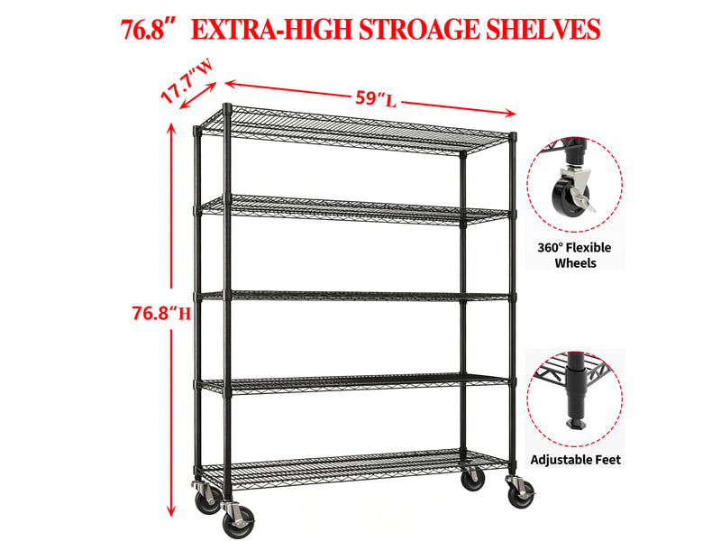  Rayonnage étagère métallique roulante ultra-résistante – rangement lourd garage, cuisine, cave, bureau, entrepôt 150x45x195cm PHK_3ACPZIUV - Conforama D