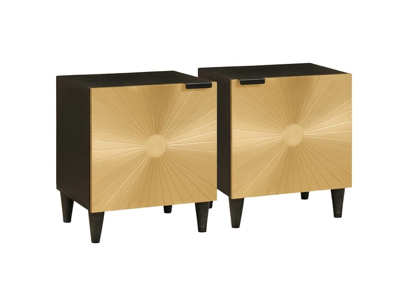 Table de chevet 2 pièces noir et or 40 x 33,5 x 46 cm - Conforama B