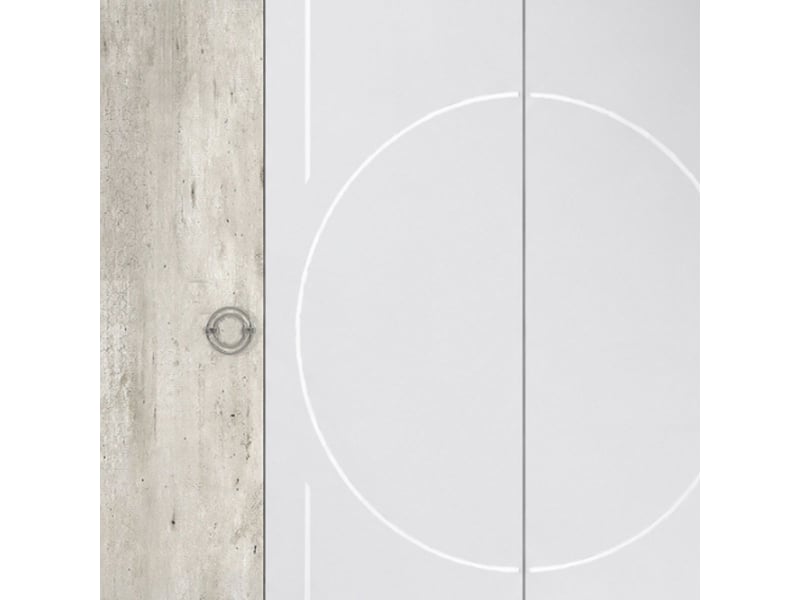  Armoire 4 portes avec miroir aspect béton et blanche - chayane CHAYANE - Conforama C