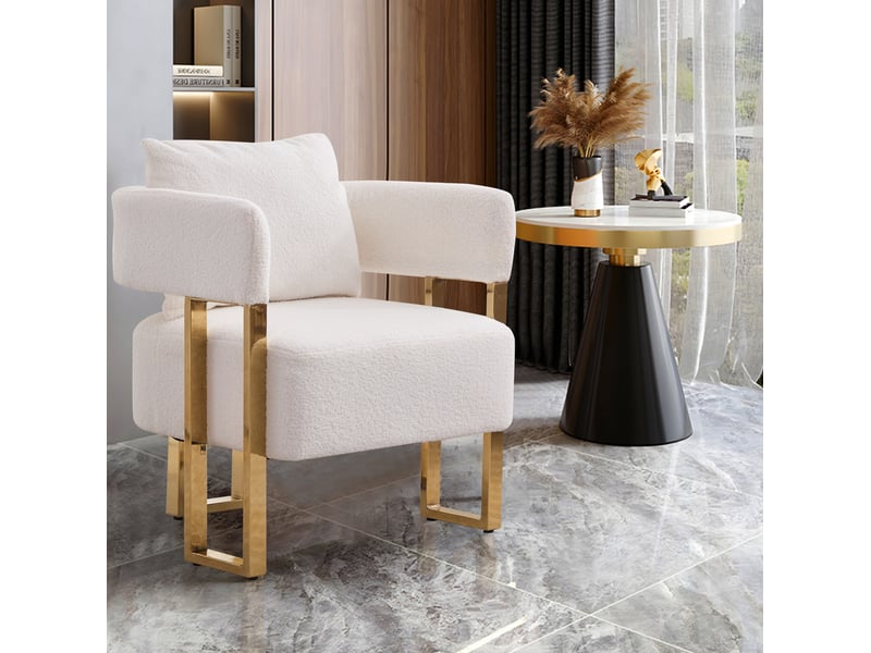  Fauteuil de loisirs 68x68x70 cm en velours blanc  - Conforama D