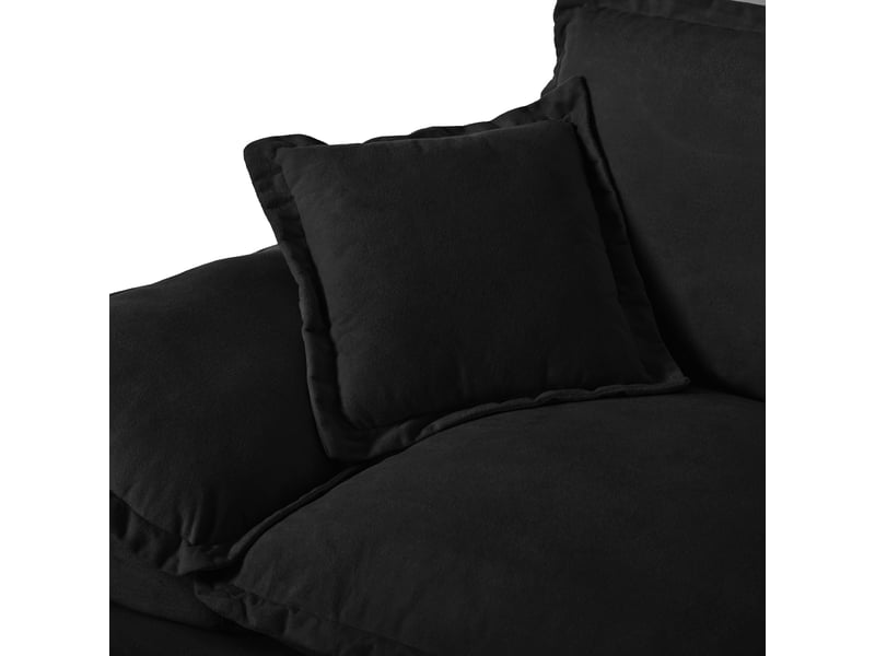  Canapé droit 3 places en tissu chenille noir, canapé salon moderne avec accoudoirs courbés et confort rembourré  - Conforama W