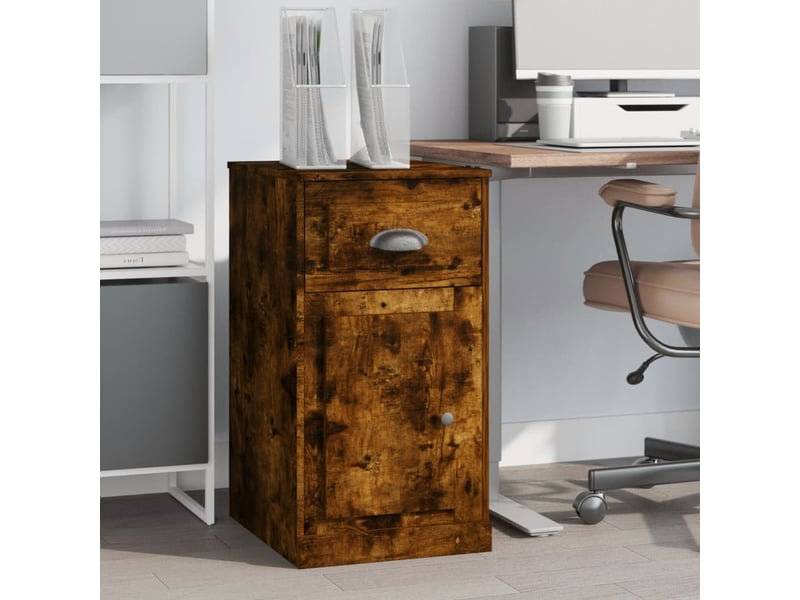  Armoire latérale, meuble de rangement avec tiroir chêne fumé 40x50x75 cm  - Conforama B