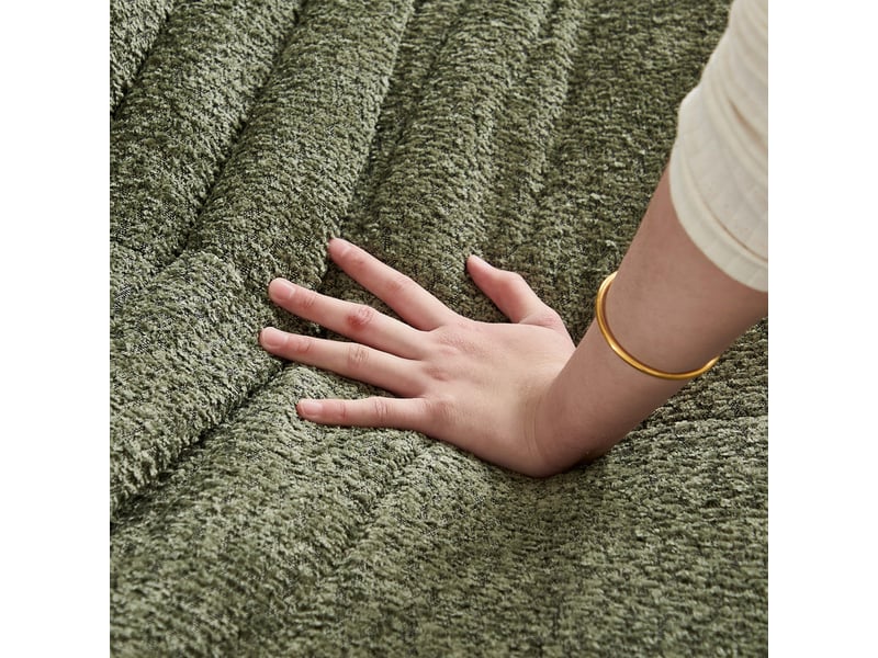  Canapé droit style togo en chenille, 2 places, sol sans accoudoirs, mousse à mémoire, 83x127x99 cm, vert  - Conforama E