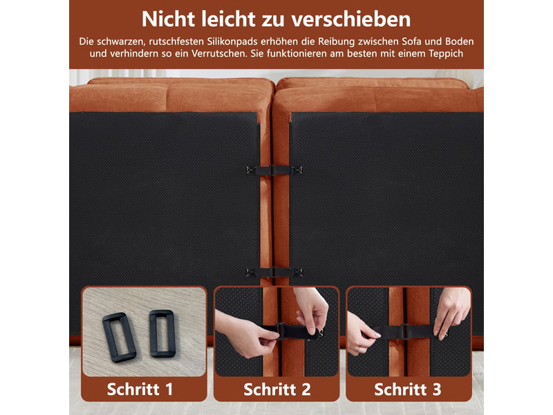Canapé modulable nuage sans cadre 4 places orange, chenille, mousse 32d, assise large et profonde, sans montage - Conforama D