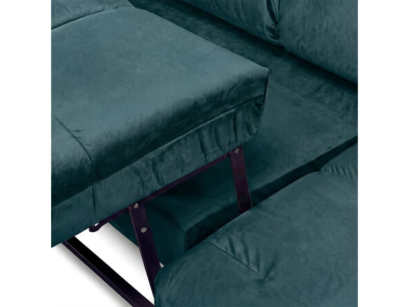 Canapé convertible angle droit anacapri en velours bleu pétrole - 3 places 3CA54.PI.4AC.D.24 - Conforama C