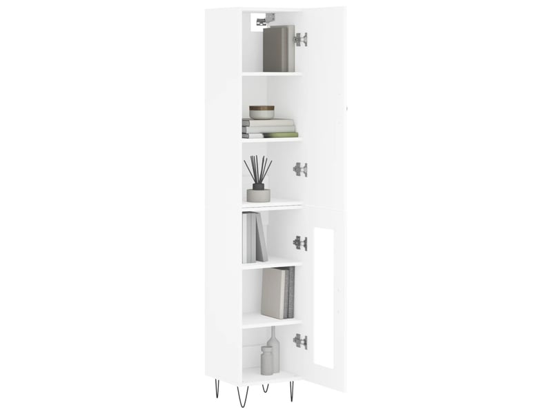 Buffet haut - bahut - meuble de rangement blanc 34,5x34x180 cm bois d'ingénierie  - Conforama C