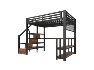 Lit mezzanine 140x200 cm SEYAKANY coloris noir